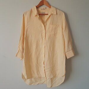 Chico's 100% Linen No Iron Shirt Soft Yellow